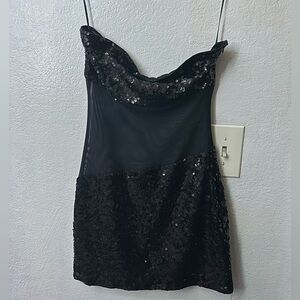 Elegant Black Sequin Mini Dress